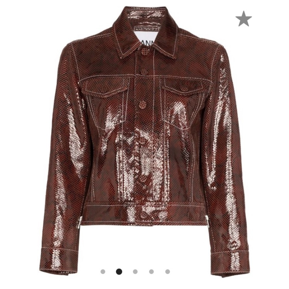 NWT GANNI burgundy leather jacket in size 34/ 4 US